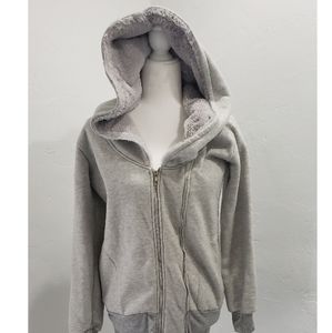 Grey fleece jacket hoodie